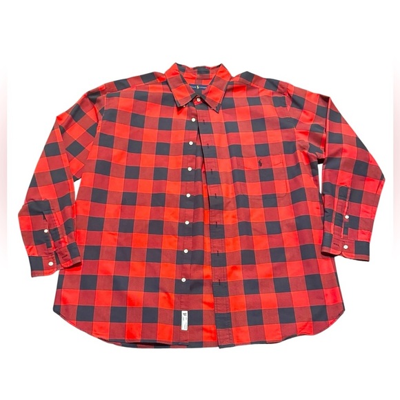 Ralph Lauren Flannel Red Black Checkered Plaid Button Down Shirt Mens Size 3XB - Picture 3 of 9
